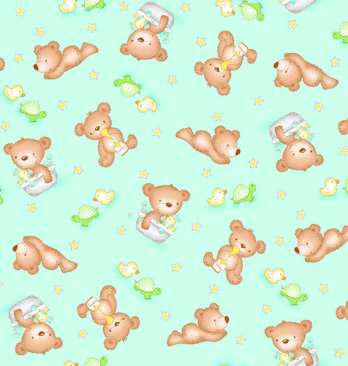 Teddy Bears & Rubber Ducky Comfy baby flannel fabric by the yard