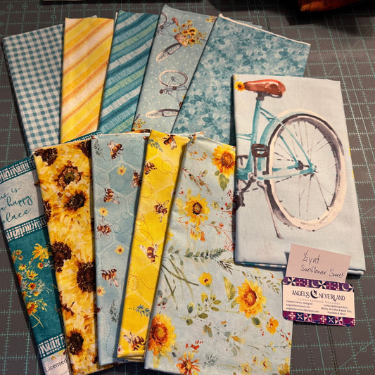 Wilmington Prints Sunflower Sweet Bundled Fabric Collection Half Yard Cuts (10) + Panel