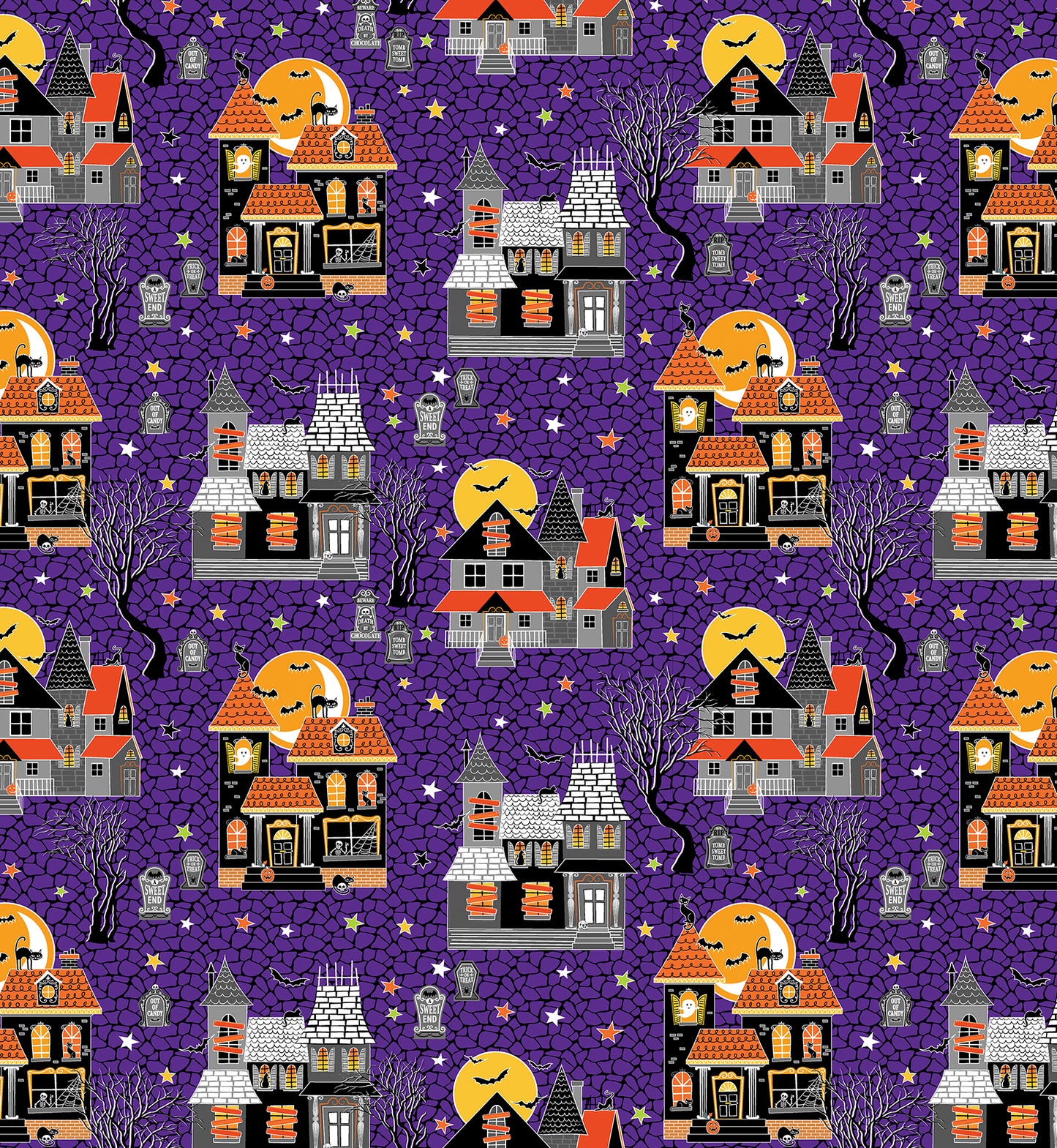 Glow-o-ween pre-cut 10" quilt squares from Benartex, Glow in the Dark Halloween Fabric