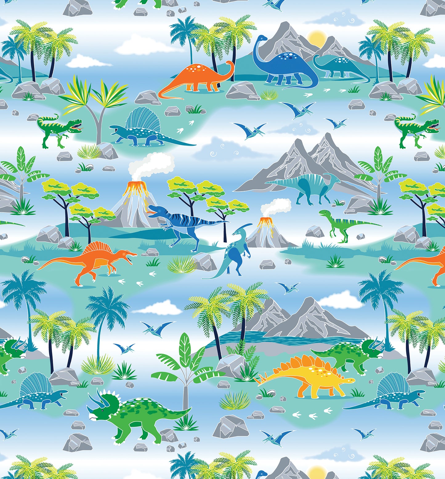 Glow-o-saurus 10 x 10 inch pre-cut quilt squares from Benartex, Dinosaurs Glow in the Dark Fabric