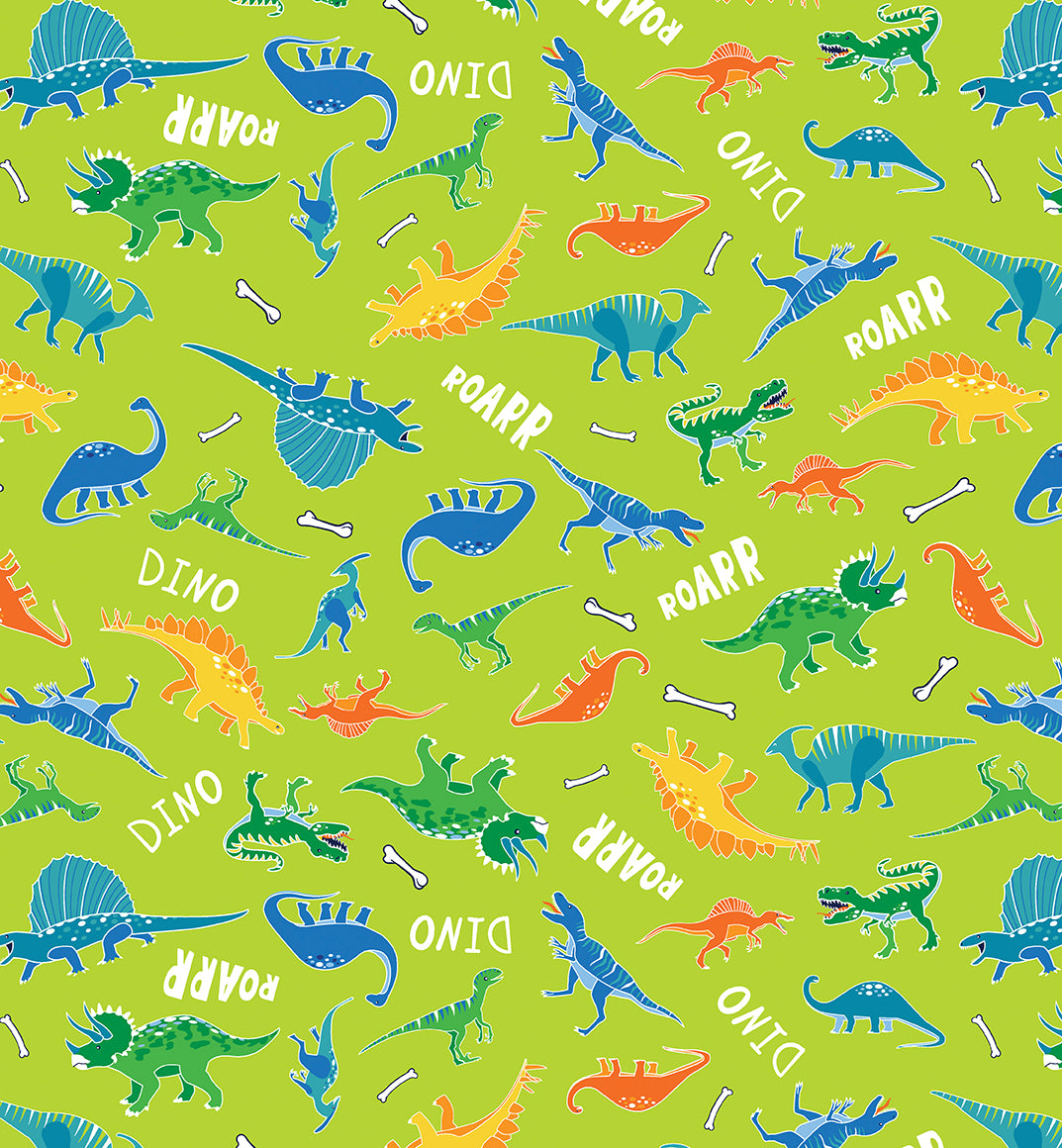Glow-o-saurus 10 x 10 inch pre-cut quilt squares from Benartex, Dinosaurs Glow in the Dark Fabric
