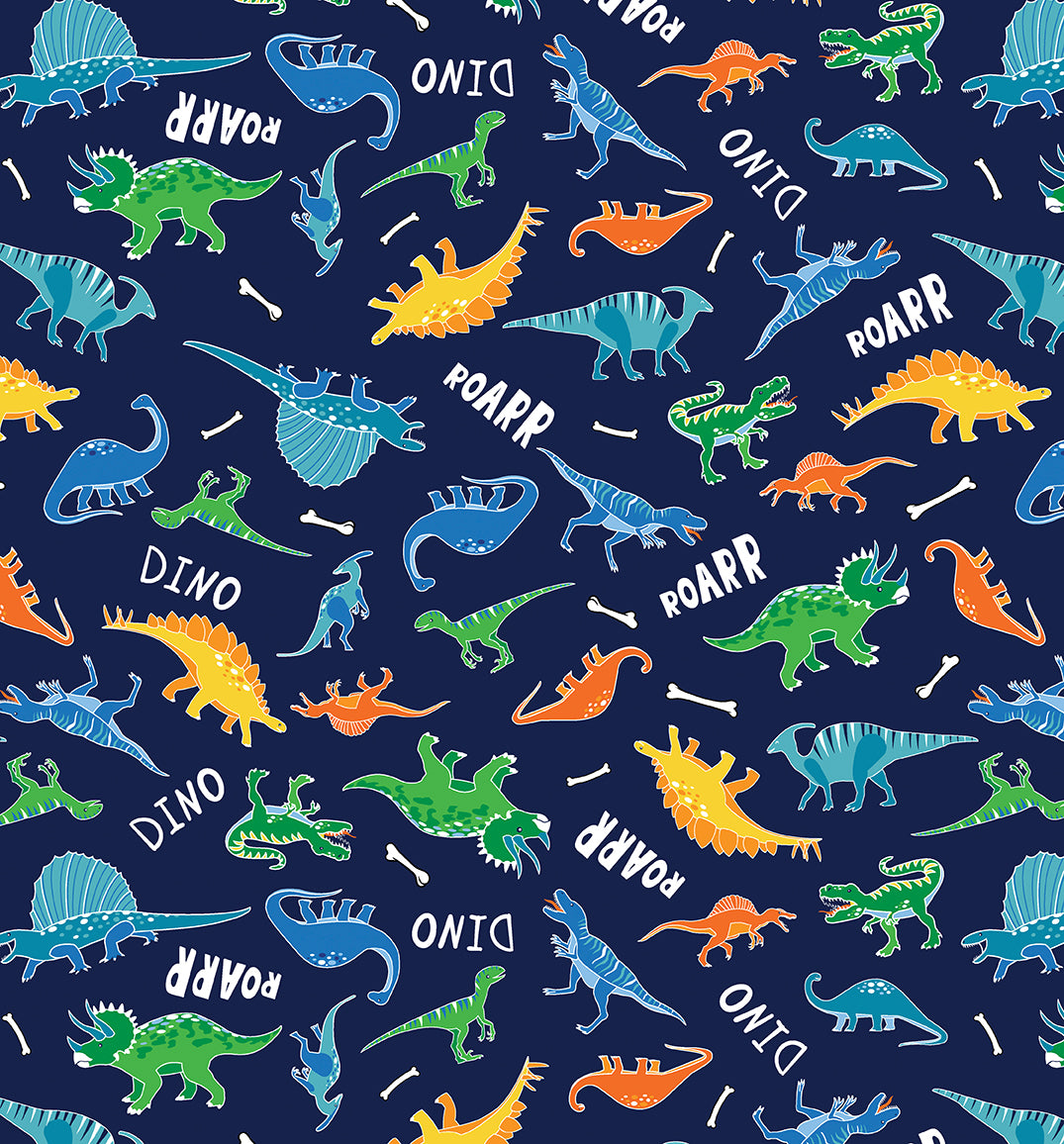 Glow-o-saurus 10 x 10 inch pre-cut quilt squares from Benartex, Dinosaurs Glow in the Dark Fabric