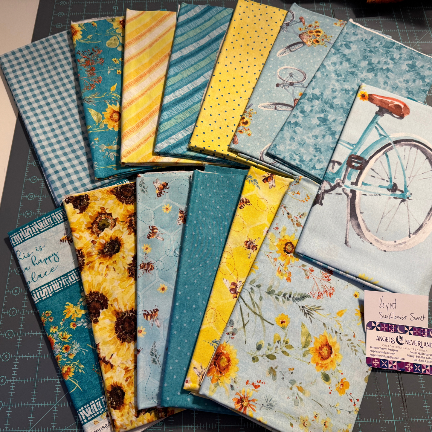 Wilmington Prints Sunflower Sweet 1/2 yard Bundled Fabric Collection by Lisa Audit Panel plus 13 coordinating prints