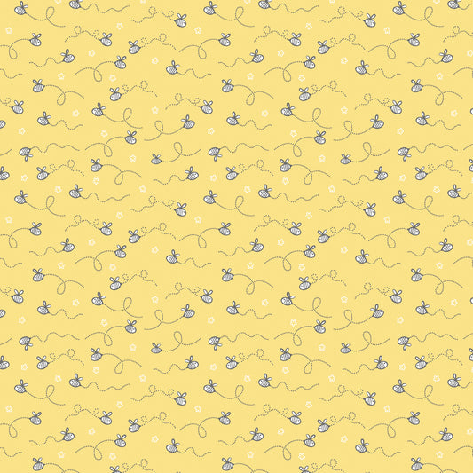Doodle Baby Flannel Baby Bee Flannel in Yellow -  Flannel Fabric by the Yard