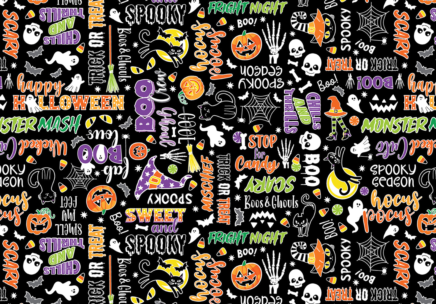 Glow in the Dark Halloween Fabric - Precut Fat Quarters Fabric Bundle - Chills & Thrills