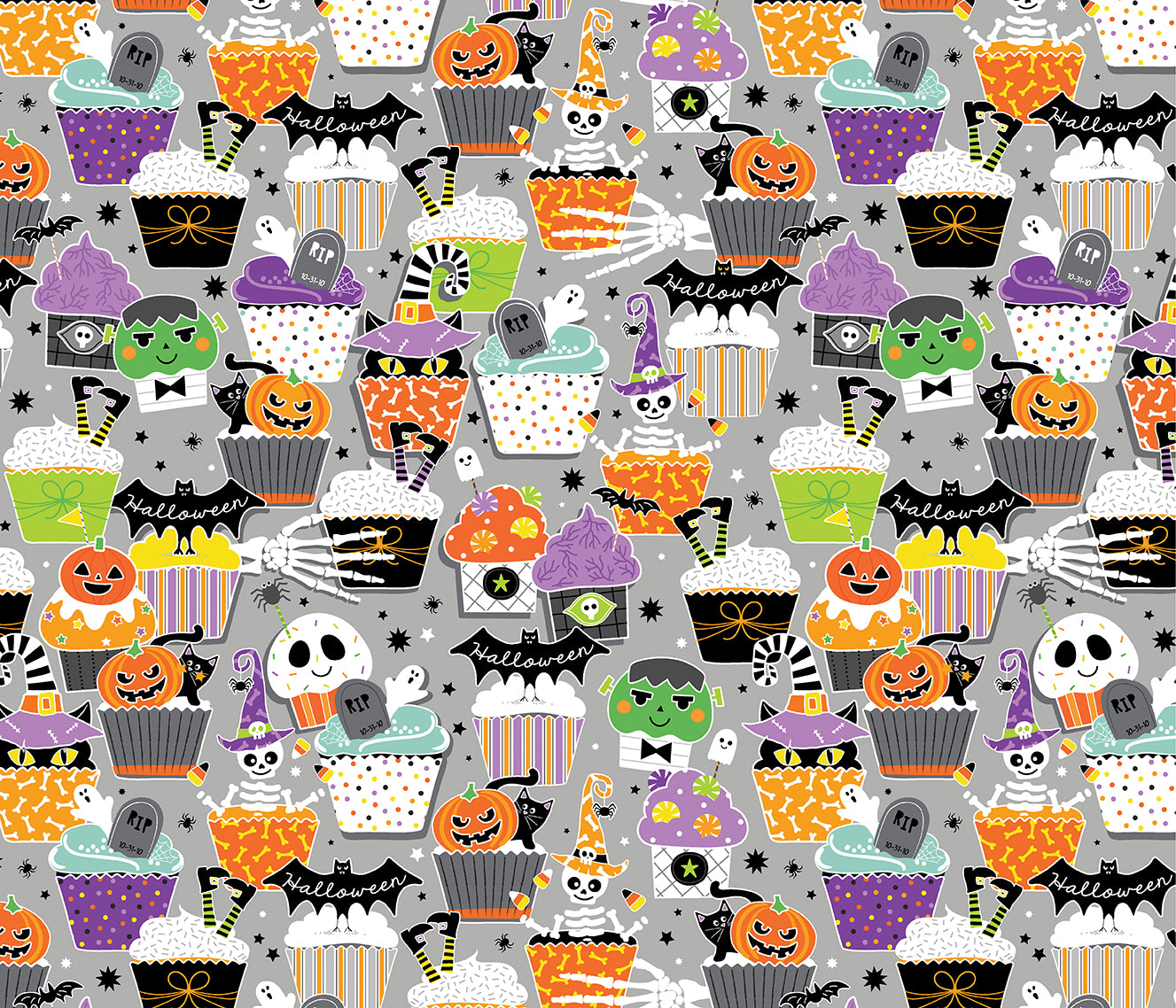 Glow in the Dark Halloween Fabric - Precut Fat Quarters Fabric Bundle - Chills & Thrills