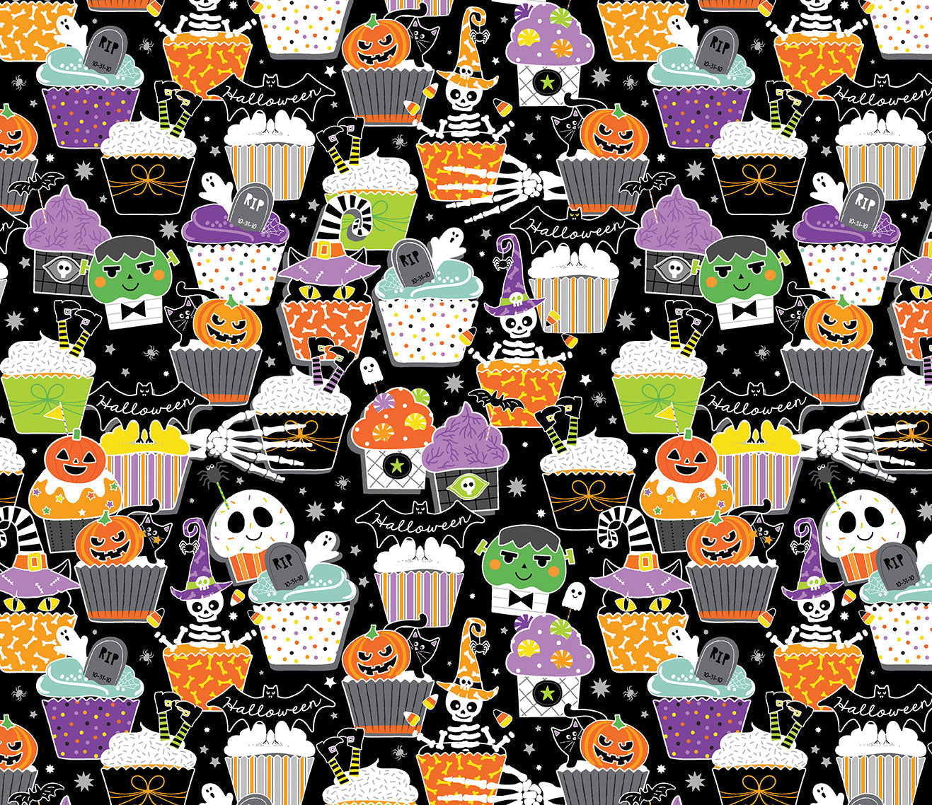 Glow in the Dark Halloween Fabric - Precut Fat Quarters Fabric Bundle - Chills & Thrills