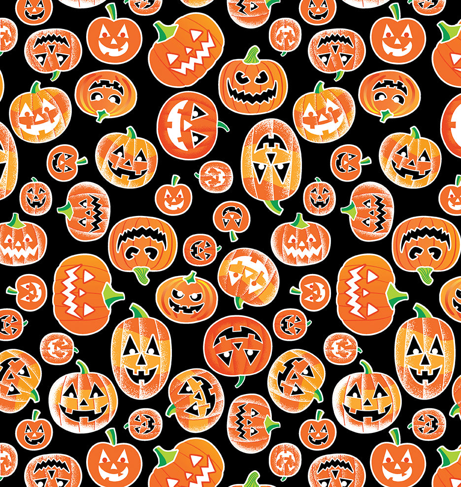 Glow in the Dark Halloween Fabric - Precut Fat Quarters Fabric Bundle - Chills & Thrills