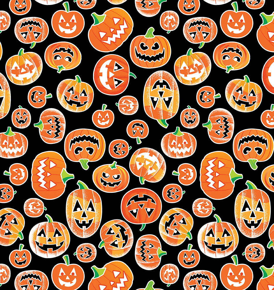 Spookyville Chills & Thrills Glow in the Dark Halloween Cotton Fabric QUILT KIT