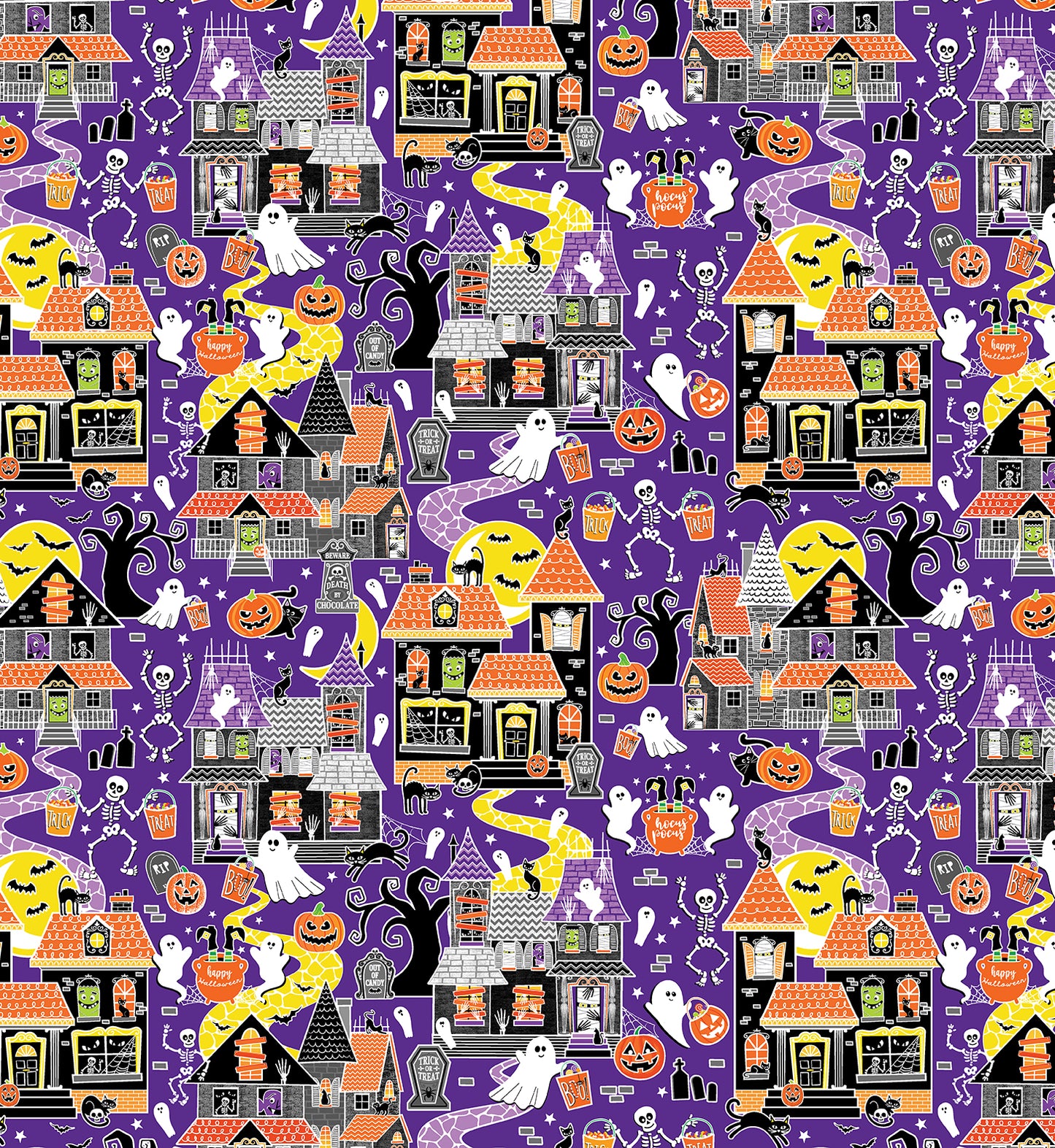 Glow in the Dark Halloween Fabric - Precut Fat Quarters Fabric Bundle - Chills & Thrills