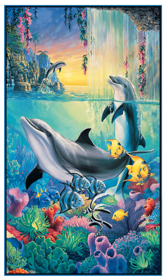 Dolphin Falls Panel - 24" Cotton Quilting Panel