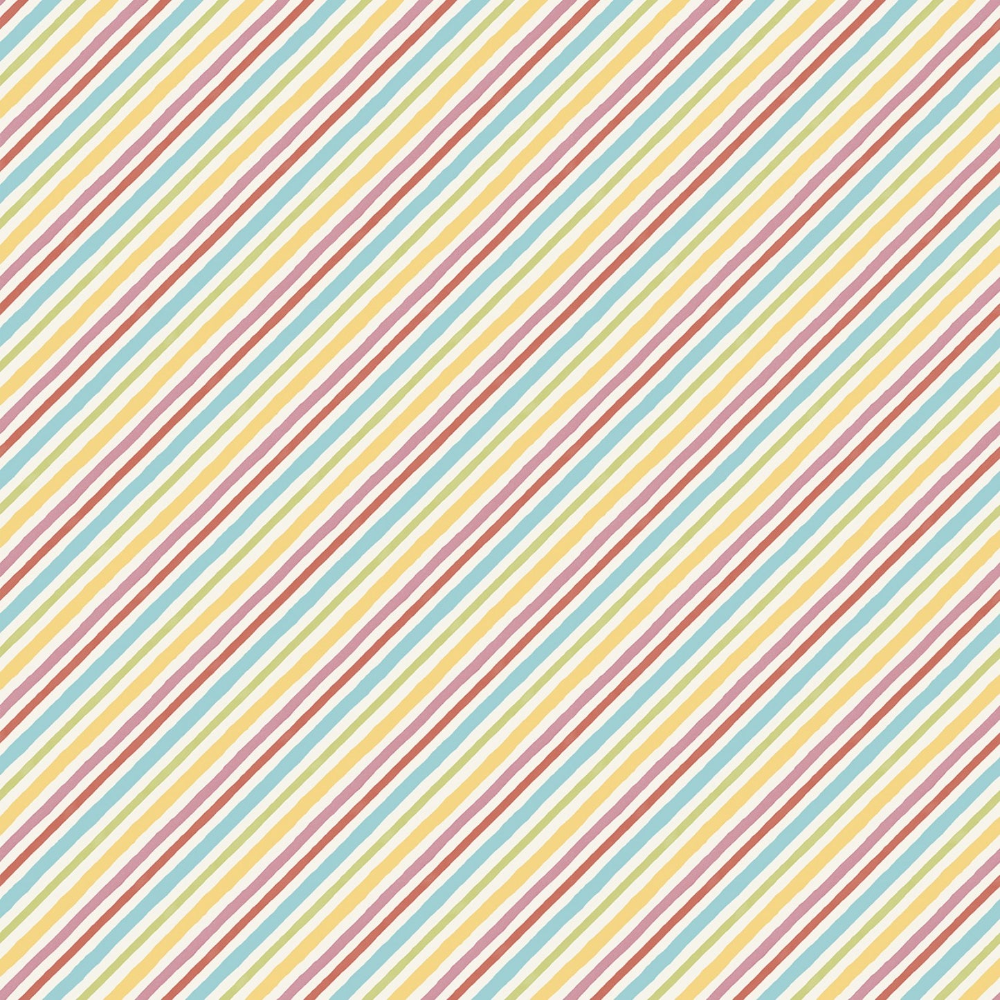 Sweet Little Pleasures Bias Stripes on cream - Fabric by the Yard