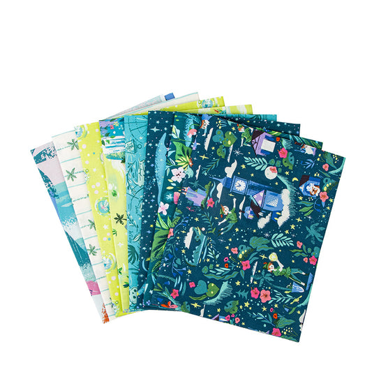 Forever Neverland Peter Pan Full Yard Bundle 8 pcs (Night) with Neverland Panel by Jill Howarth