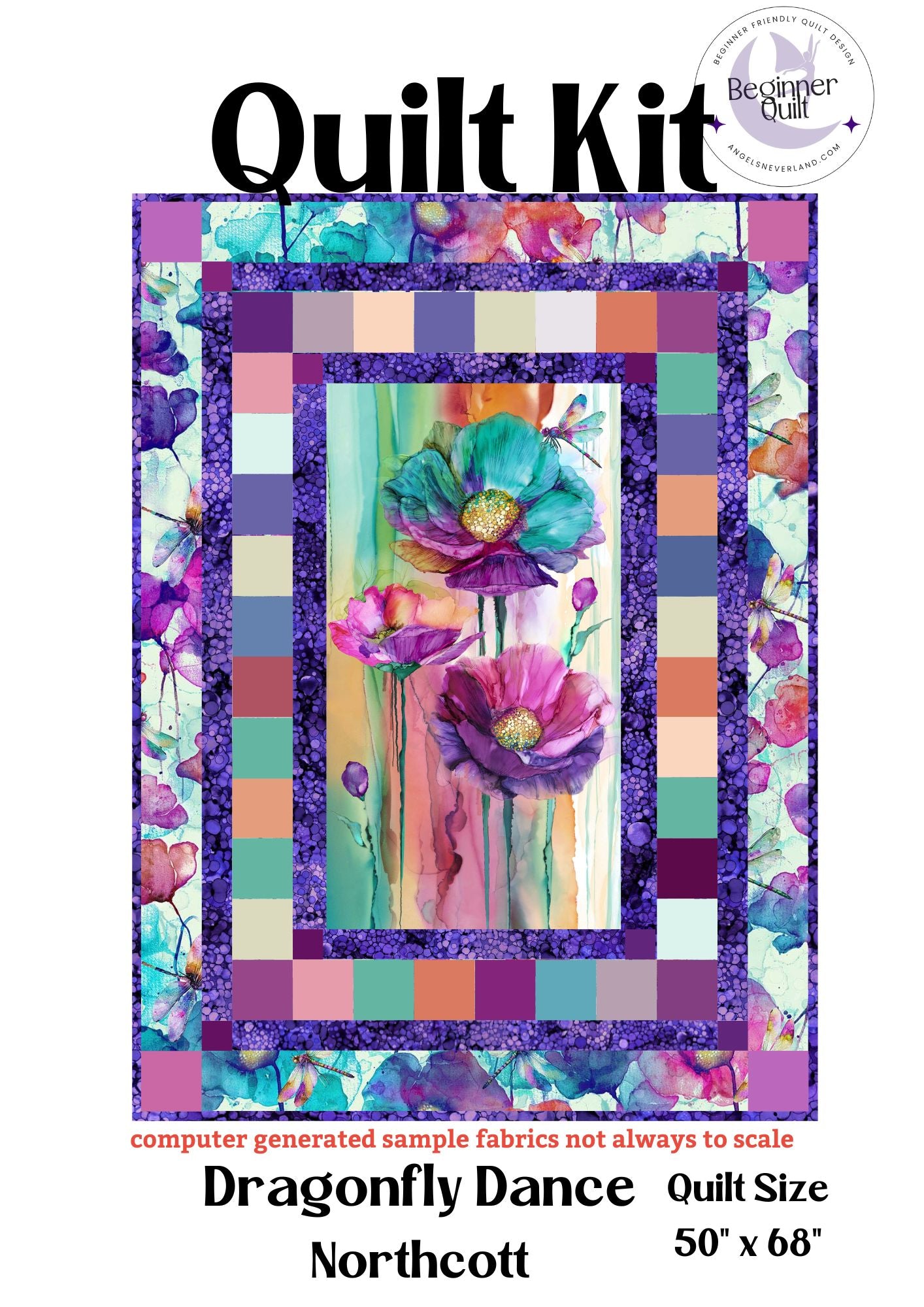 Dragonfly Dance Panel & PRECUTS - DIY Beginner Quilt Kit - Picture This Pattern