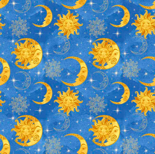 Sun & Moon - Celestial Collection Cotton Fabric by the Yard