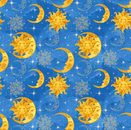 Sun & Moon - Celestial Collection Cotton Fabric by the Yard