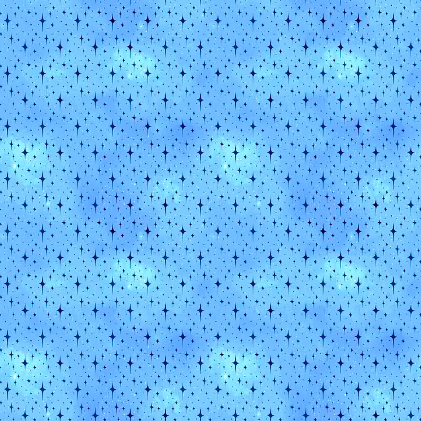 Starry in light blue - Celestial Collection Cotton Fabric by the Yard