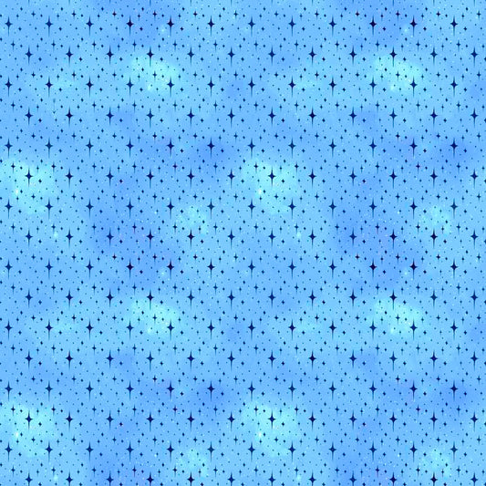 Starry in light blue - Celestial Collection Cotton Fabric by the Yard