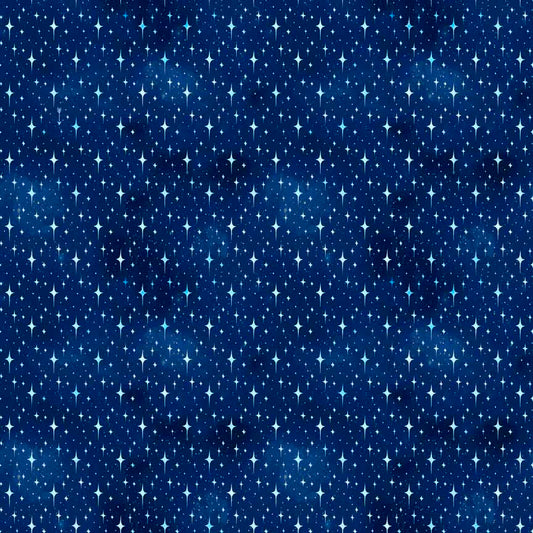Starry in dark blue - Celestial Collection Cotton Fabric by the Yard