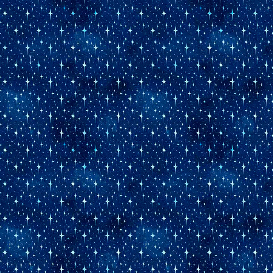 Starry in dark blue - Celestial Collection Cotton Fabric by the Yard