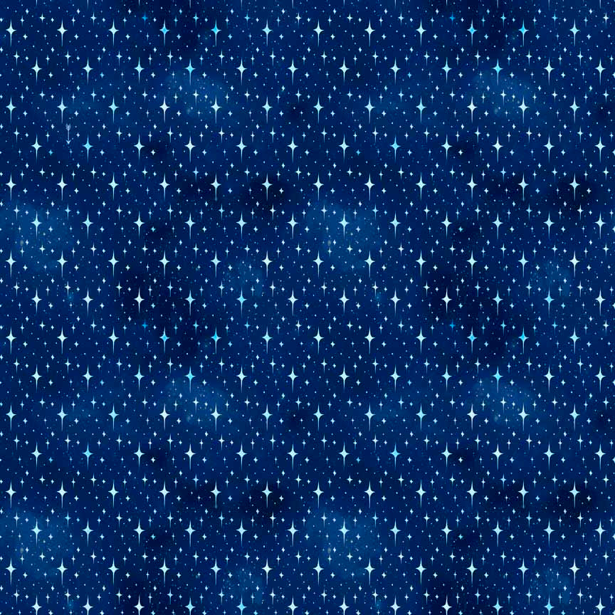 Starry in dark blue - Celestial Collection Cotton Fabric by the Yard