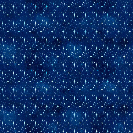 Starry in light blue - Celestial Collection Cotton Fabric by the Yard