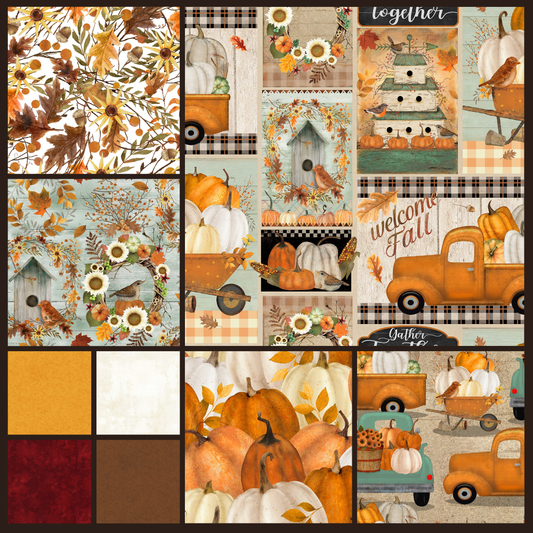 3 Wishes fabric bundle Pick of the Patch Fall Fabric Bundle with coordinating cotton blenders (FQ, 1/2 yard, 1 yard choices) 8 pieces