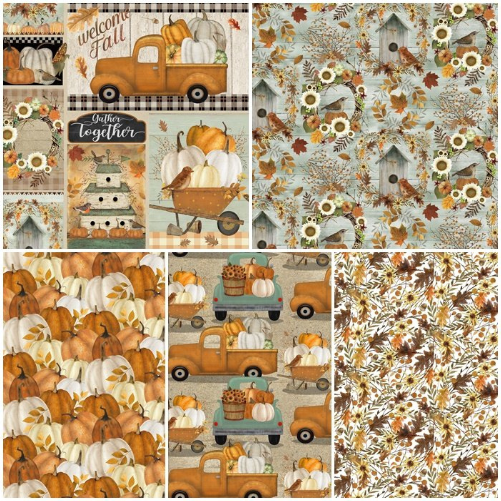 3 Wishes fabric bundle Pick of the Patch Fall Fabric Bundle with coordinating cotton blenders (FQ, 1/2 yard, 1 yard choices) 8 pieces