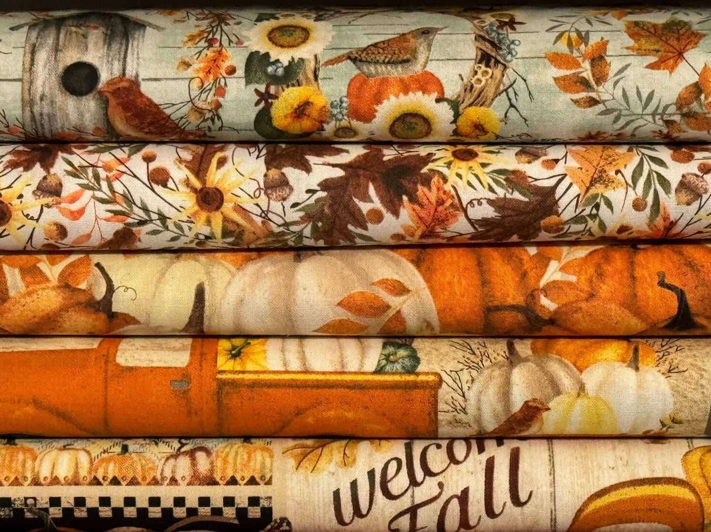 3 Wishes fabric bundle Pick of the Patch Fall Fabric Bundle with coordinating cotton blenders (FQ, 1/2 yard, 1 yard choices) 8 pieces