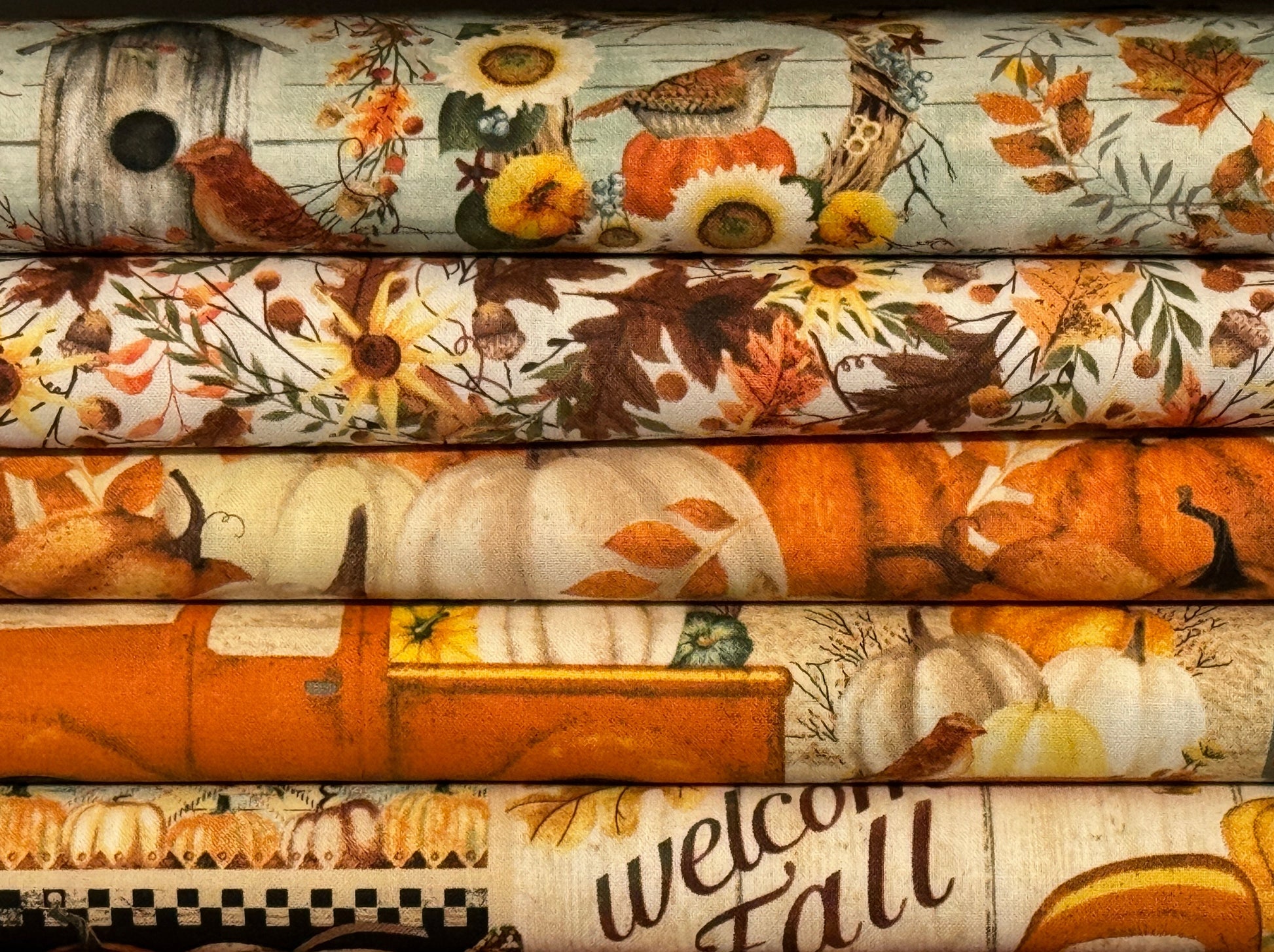 3 Wishes fabric bundle Pick of the Patch Fall Fabric Bundle with coordinating cotton blenders (FQ, 1/2 yard, 1 yard choices) 8 pieces