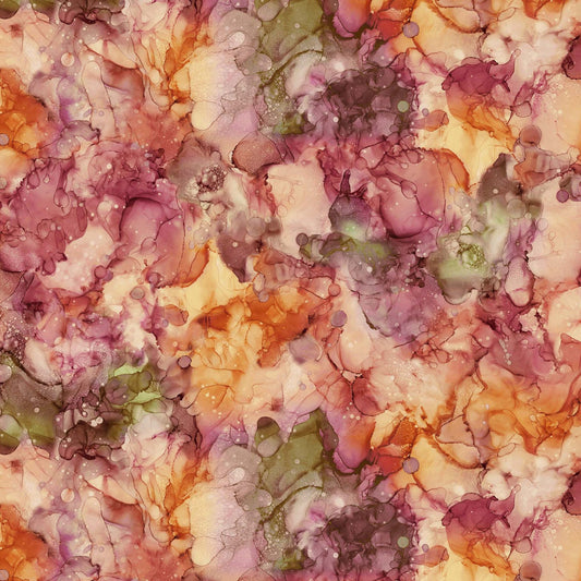 Fluidity DP27234-33 Dried Flowers Rust Orange Fabric by the Yard