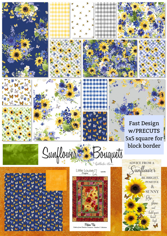 Advice From A Sunflower Panel & Sunflower Bouquets PRECUTS - DIY Beginner Quilt Kit - Picture This Pattern