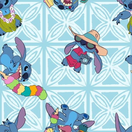Licensed Disney Fabric Lilo & Stitch with Ducky Cotton Fabric by the yard