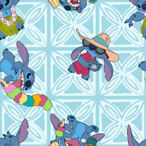 Lilo & Stitch Licensed Disney Fabric Stitch Action Stripe - Cotton Fabric by the yard