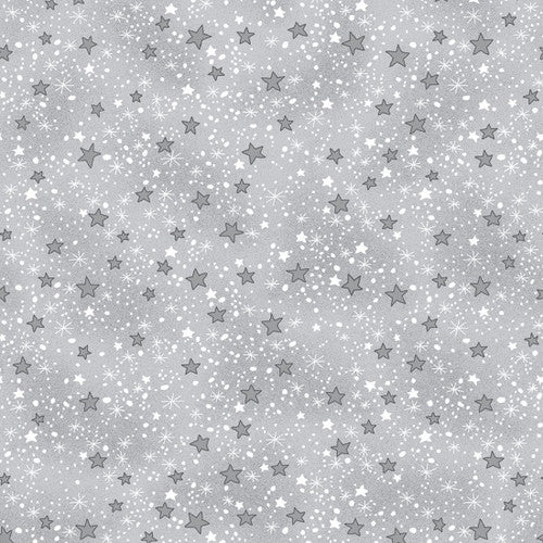Grey Multi Stars Tonal Comfy Flannel baby flannel fabric by the yard
