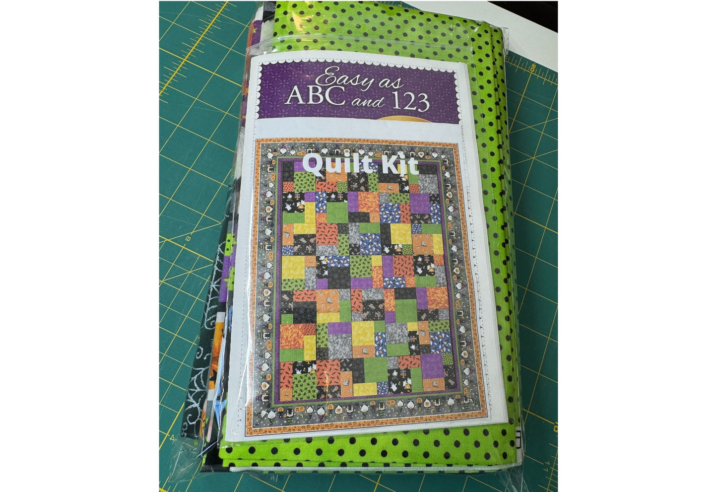 Halloween Quilt Kit featuring Northcott Gnomes Night Out Cotton Fabric Border with traditional Halloween Motifs