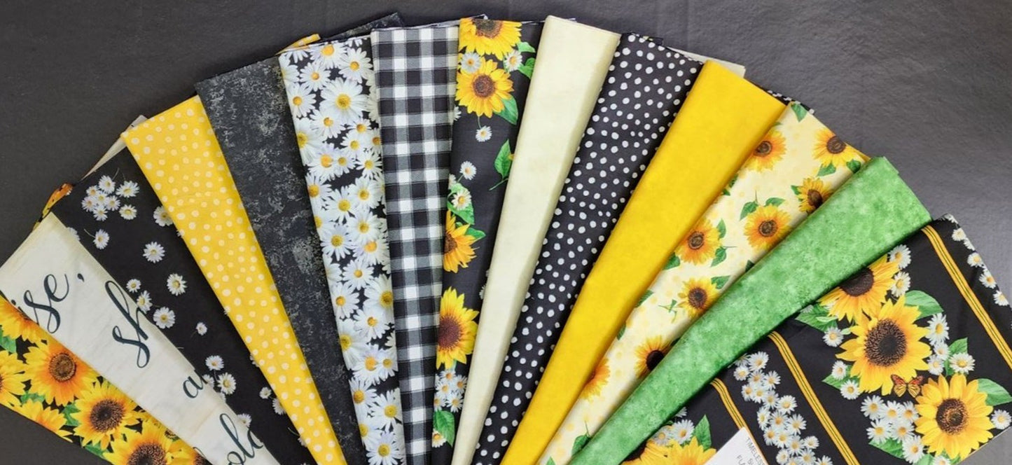 Advice From a Sunflower FQ Fabric Bundles - Panel and 13 FQs