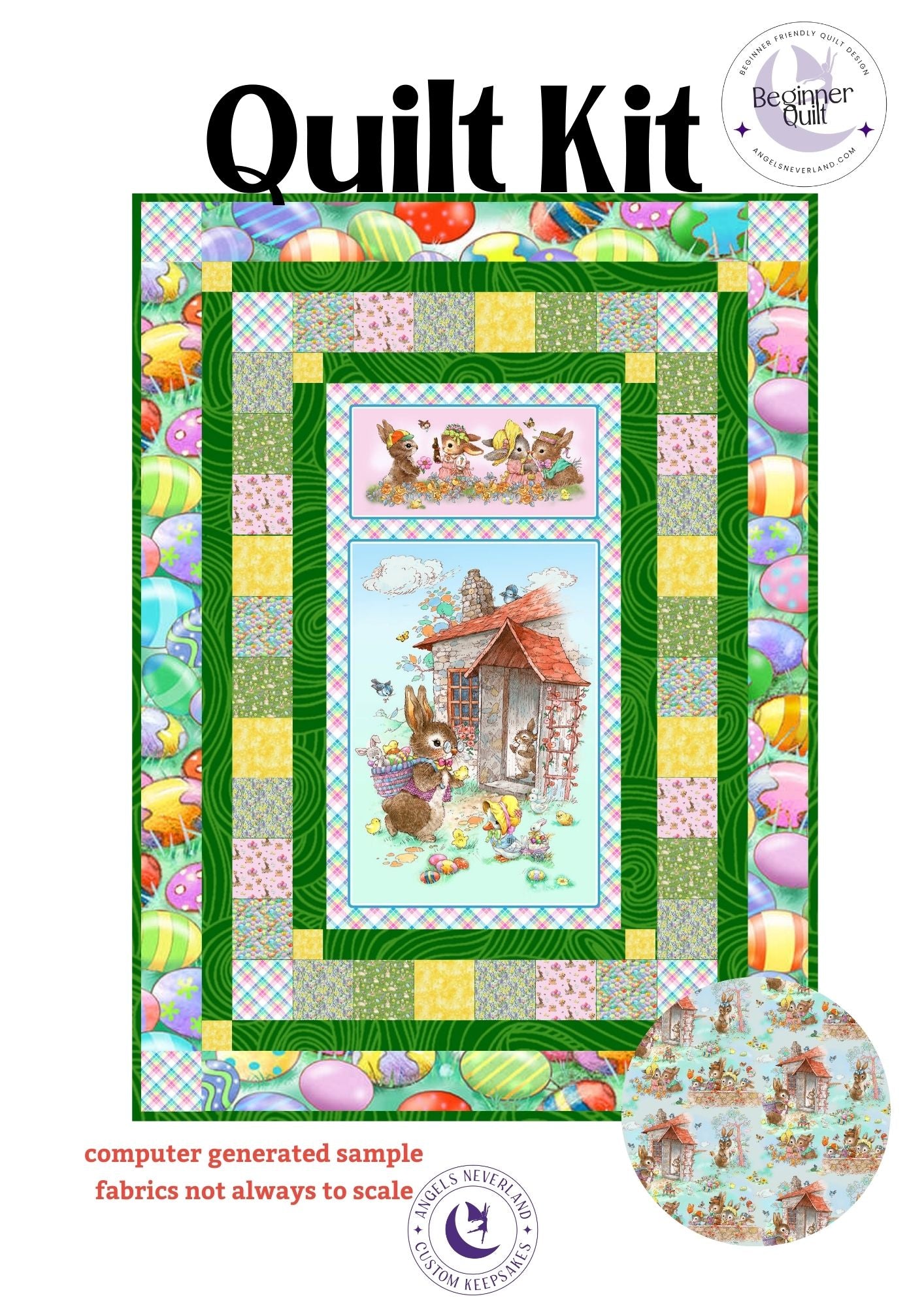 Hoppy Hunting & Bunny Tails Easter Beginner Quilt Kit with Picture This Pattern
