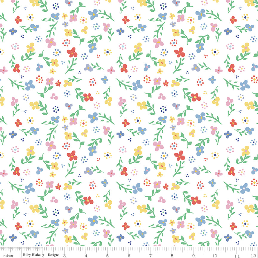 Always in Season Small Floral White Fabric Yardage