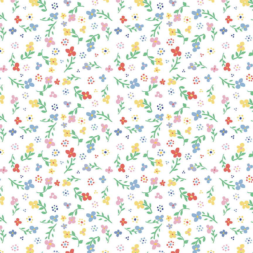 Always in Season Small Floral White Fabric Yardage