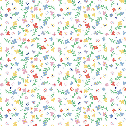Always in Season Small Floral White Fabric Yardage