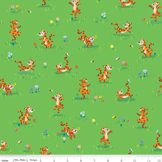 100 Aker Woods - Tigger Bounce Green Fabric Yardage