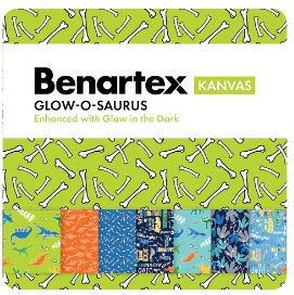 Glow-o-saurus STRIP-PIES pre-cut 2.5 inch stripes - Dinosaurs Glow in the Dark Fabric