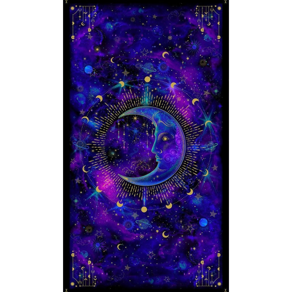 Cosmos Purple Stars in the Firmament Celestial Cotton Fabric