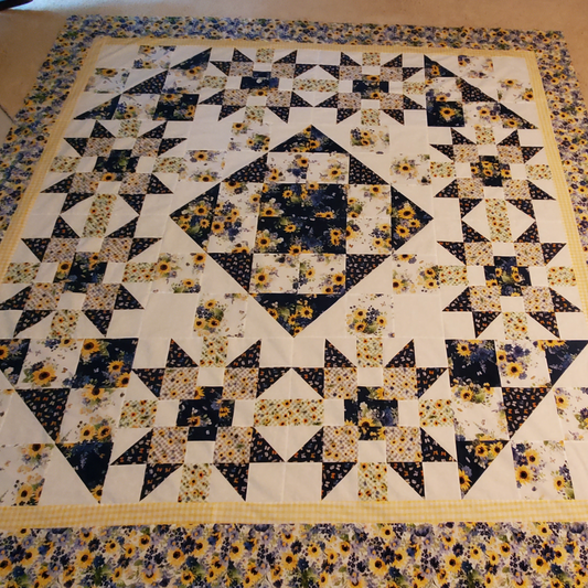 Sunflower Bouquets Rotating Stars QUILT KIT (yellow) approximate finished size 88" x 88