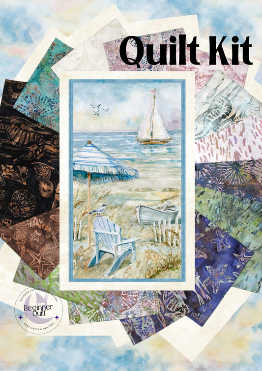 Easy DIY Beginner Coastal Sanctuary Panel Quilt Kit with fabric from Dana Michelle Along The Shores Batik w/ Picture This Pattern