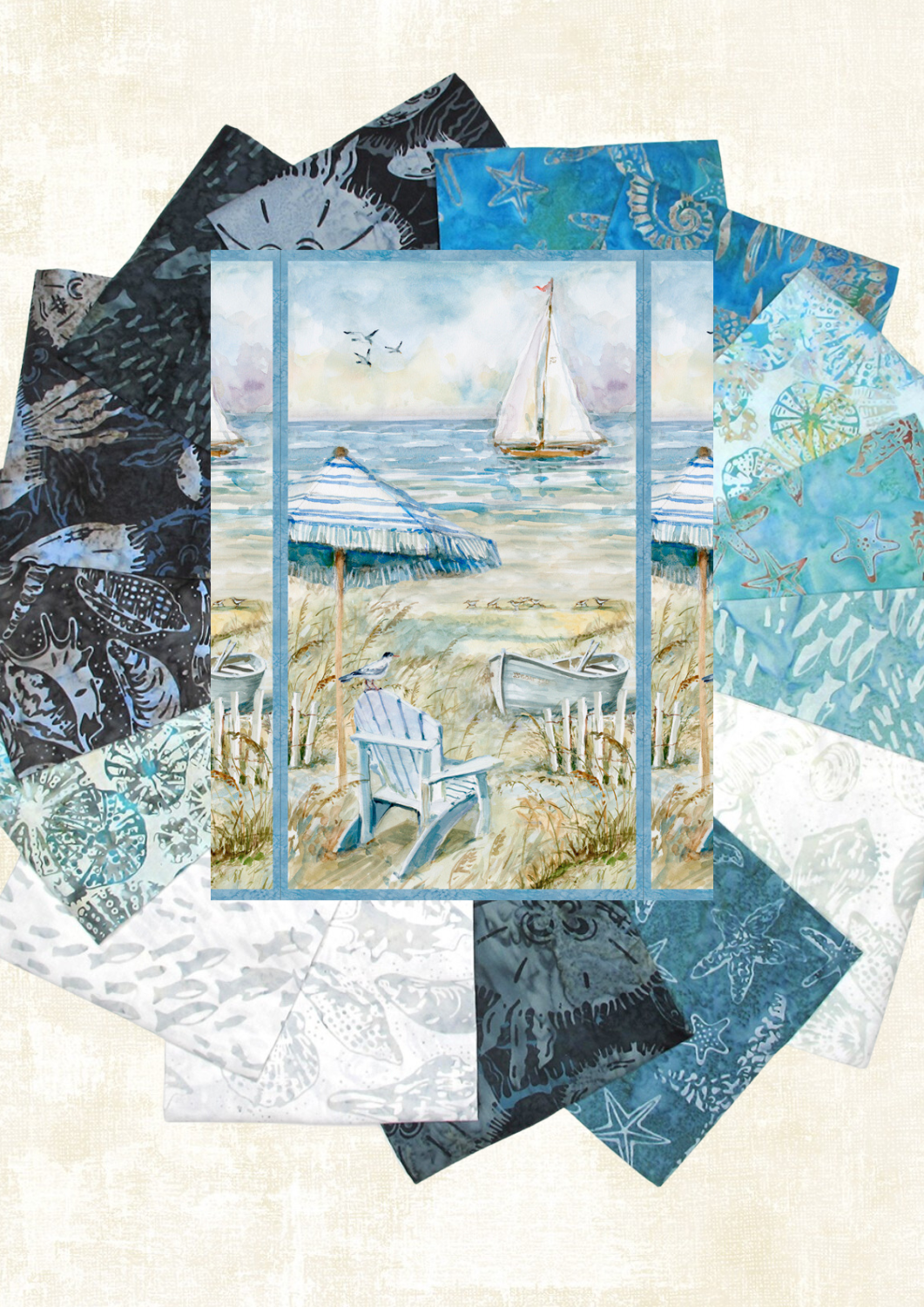 Easy DIY Beginner Coastal Sanctuary Panel Quilt Kit with fabric from Dana Michelle Along The Shores Batik w/ Picture This Pattern