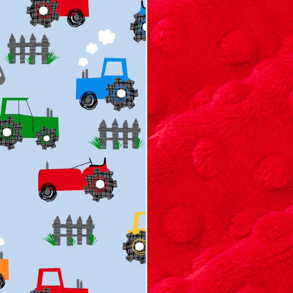 Personalized Baby Gift - Custom Tractor Flannel and Cuddle Minky Crib Blanket