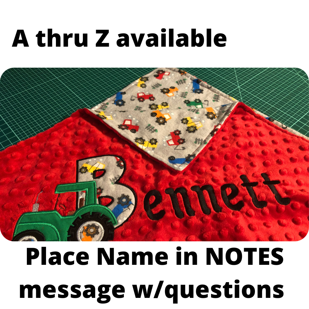 Personalized Baby Gift - Custom Tractor Flannel and Cuddle Minky Crib Blanket