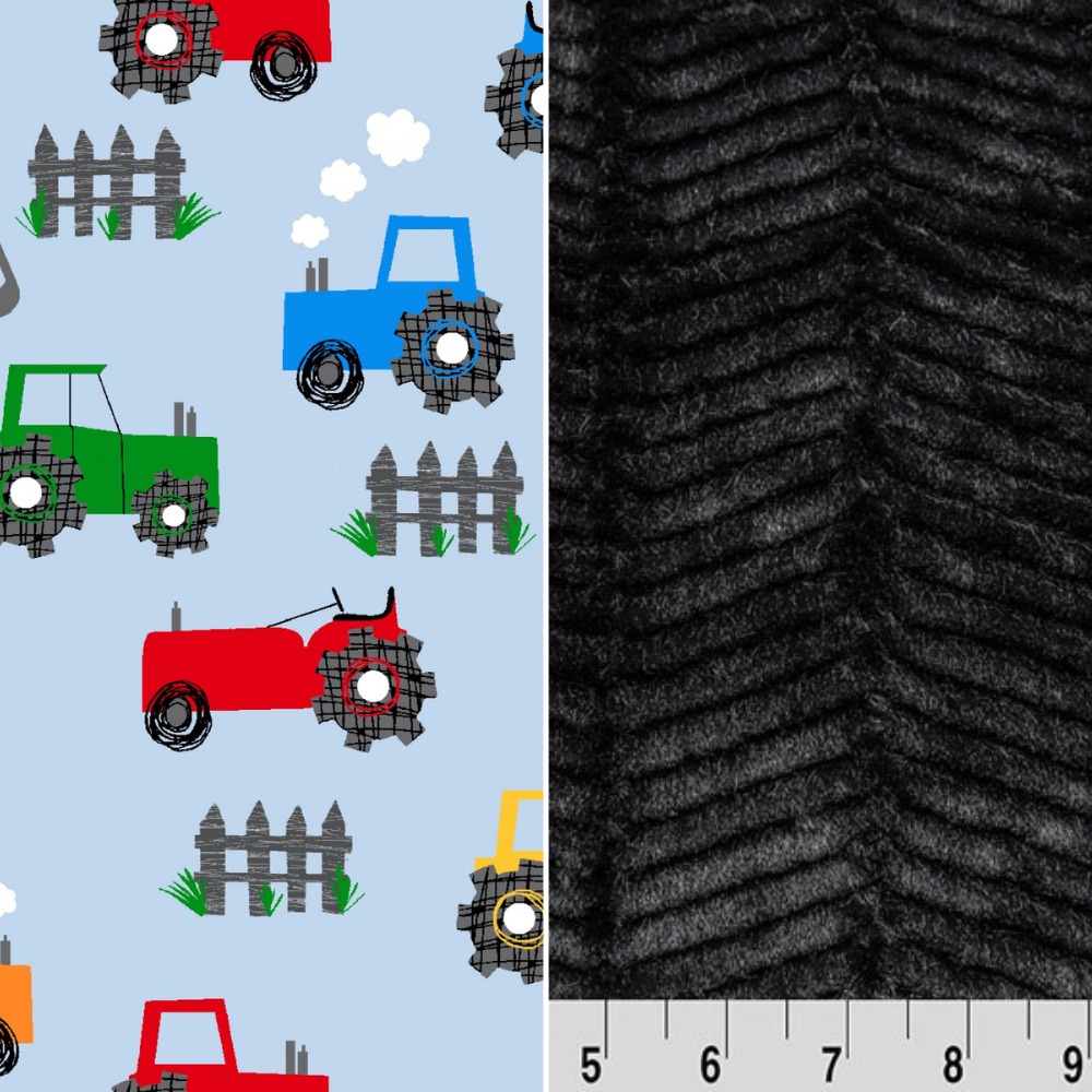 Personalized Baby Gift - Custom Tractor Flannel and Cuddle Minky Crib Blanket